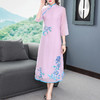 复古中国风，七分袖刺绣中式改良版连衣裙YFN-2055 商品缩略图0