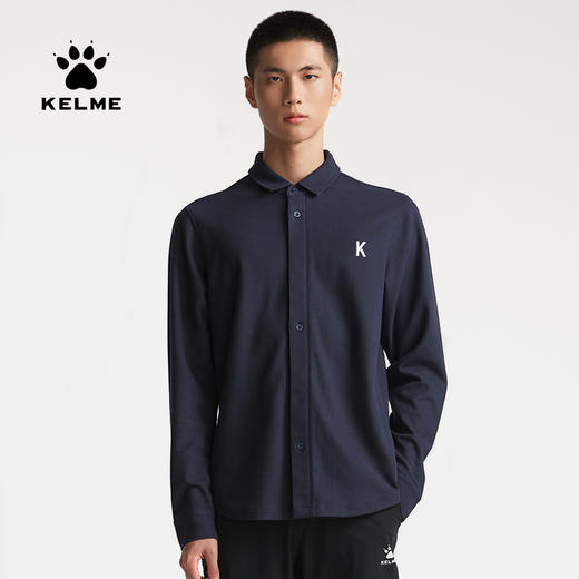 卡尔美运动休闲长袖T恤新款夏秋男士商务时尚棉纯色衬衫 商品图0