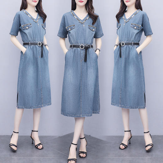 AHM  yyh7005时尚牛仔连衣裙女中长款 商品图1