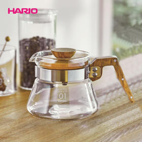 【HARIO】咖啡壶 家用耐热玻璃分享壶 精致橄榄木手冲咖啡壶VCWN
