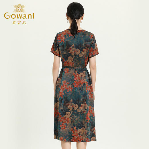 【香云纱】乔万尼真丝连衣裙女夏季复古印花气质显瘦桑蚕丝长裙ES2E102 商品图3