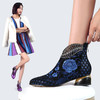 YNX-K4050新款中国风时尚气质真皮绣花水钻粗跟短靴TZF 商品缩略图0
