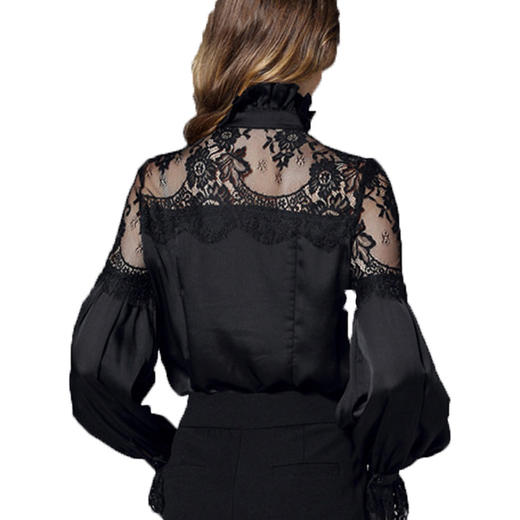 WY-Y9824宫廷风2020秋新品高端气质蕾丝拼接连体上衣 商品图4