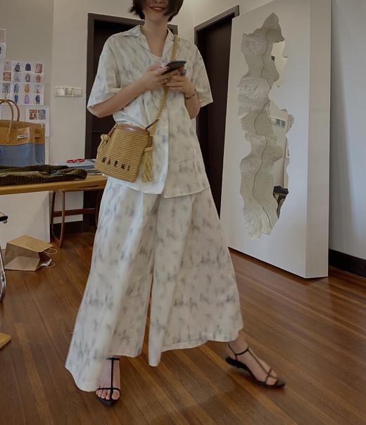 HIDEMI "我们做印花"无尽夏 印花长绒棉简约衬衫套装 短袖衬衫/短裤/阔腿九分裤 商品图7