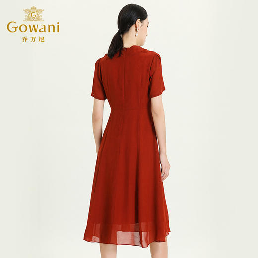 乔万尼V领真丝提花乔其连衣裙夏季v领收腰气质中长裙ES2E158 商品图4