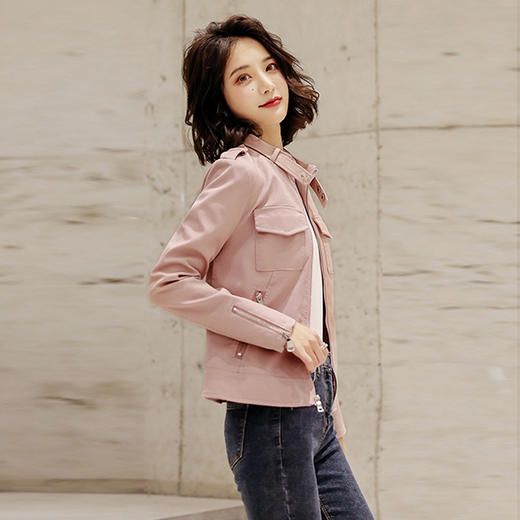 韩版修身显瘦，皮衣女短款小外套HR-YYG82551 商品图2