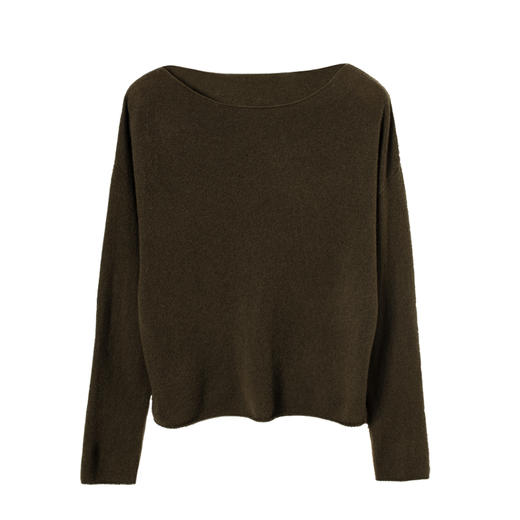 2020经典款女士纯山羊绒一字领稀针条纹套头衫 商品图4