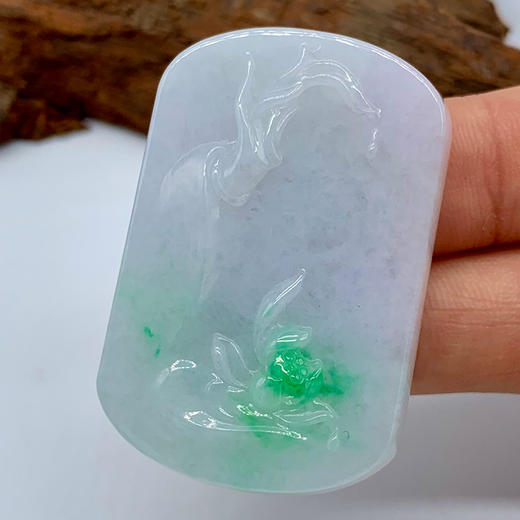 派瑞翡翠 翡翠佛手莲花牌 糯种 飘花 商品图2