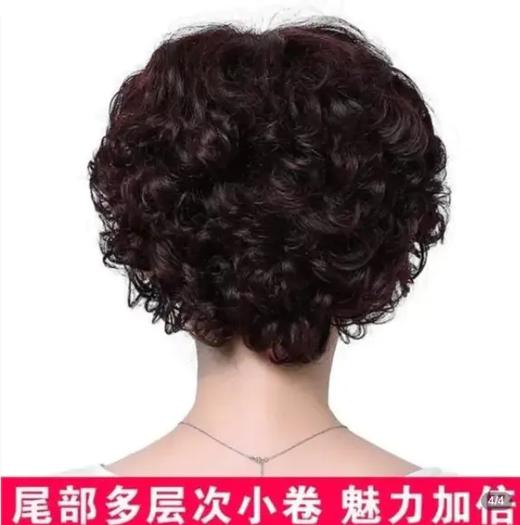 W-3374 假发女短发送妈妈蓬松短卷发中老年假发仿真人发丝全头女士假发套 商品图4