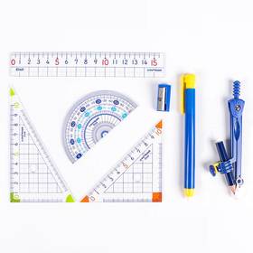 日本KUTSUWA 教科书对应大数字易读0刻度起始透明直尺