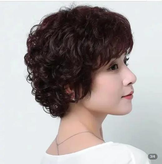 W-3374 假发女短发送妈妈蓬松短卷发中老年假发仿真人发丝全头女士假发套 商品图3