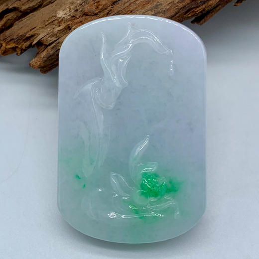 派瑞翡翠 翡翠佛手莲花牌 糯种 飘花 商品图0