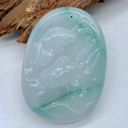 派瑞翡翠 翡翠连年有余 糯种 飘花 商品图0