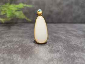 【御珠宫坊】金镶羊脂白玉吊坠