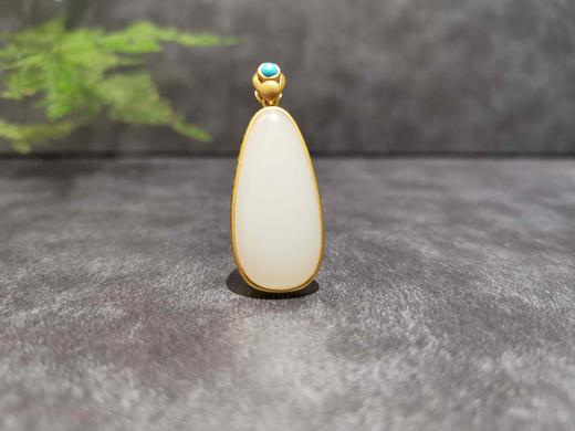 【御珠宫坊】金镶羊脂白玉吊坠 商品图0