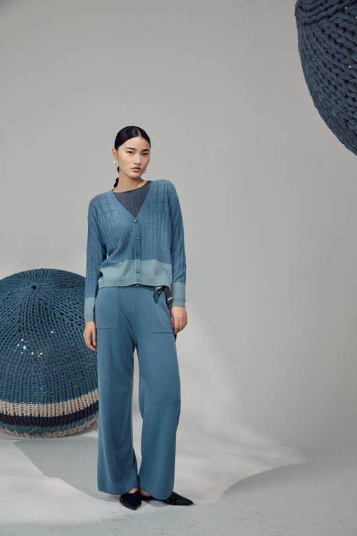  秋冬 撞色羊绒针织长裤 SJF92K190N 商品图2