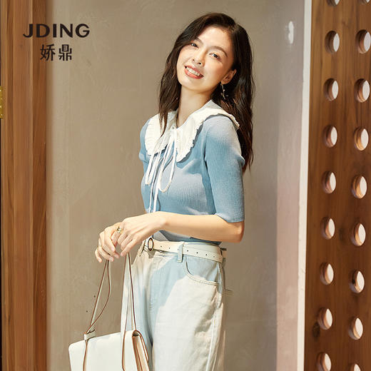 【商品同款】  娇鼎雾蓝色坑条 针织衫  CJKF311 商品图13