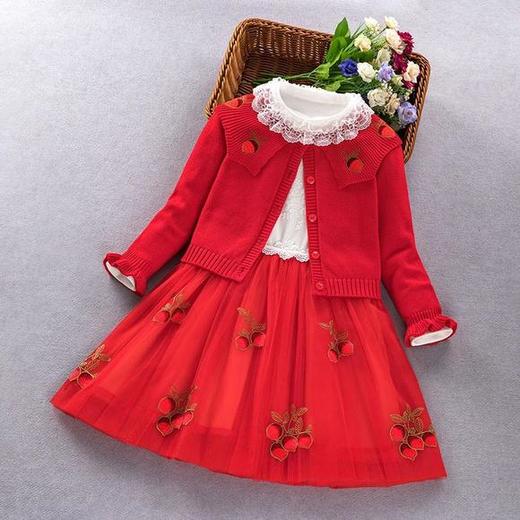 ALBL-2021新款潮流时尚女童纯棉长袖毛衣公主裙两件套 商品图2