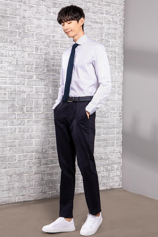 callisto两色可选长绒棉温莎领条纹衬衫衬衫  FPSTL312C 商品图1