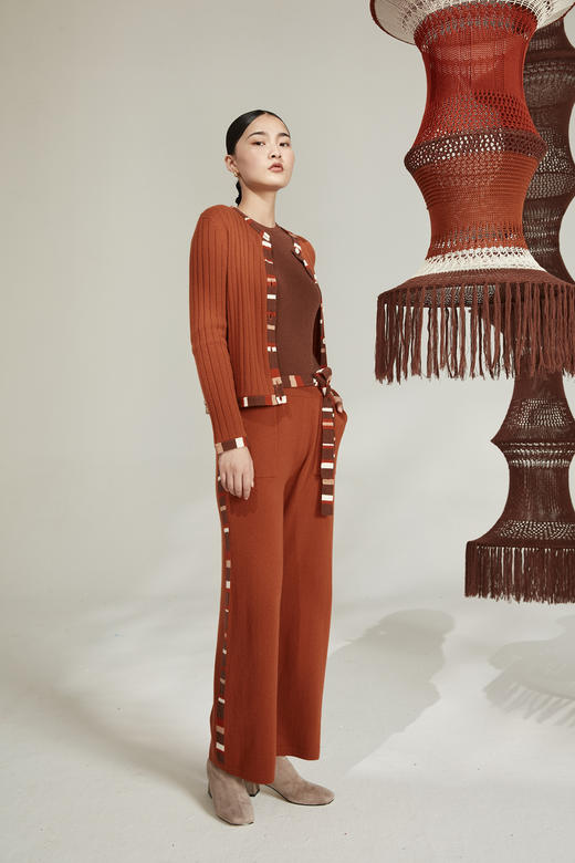  秋冬 撞色羊绒针织长裤 SJF92K190N 商品图3