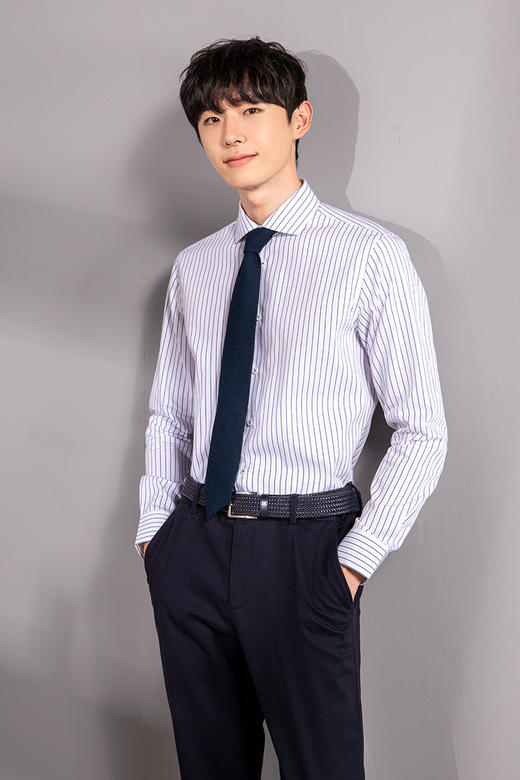 callisto两色可选长绒棉温莎领条纹衬衫衬衫  FPSTL312C 商品图0