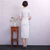 AQX-T836003气质改良立领短袖开叉中长款双层旗袍 商品缩略图3