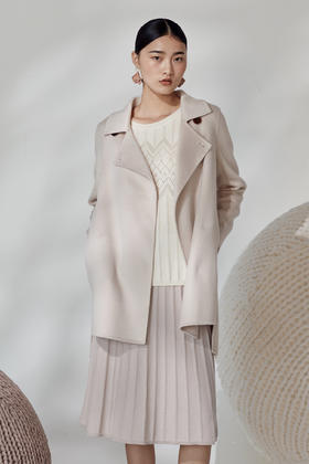 水波纹女装侧开叉羊绒呢大衣  SJF16W503B