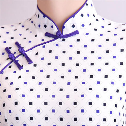 AQX-T836003气质改良立领短袖开叉中长款双层旗袍 商品图4