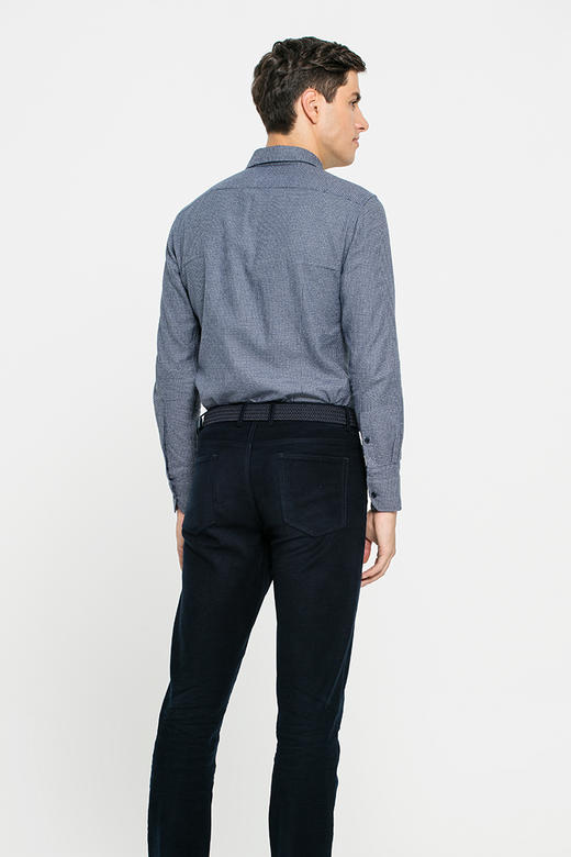 callisto蓝灰色千鸟格磨毛长绒棉意式领法兰绒衬衫FPSTL321C 商品图4