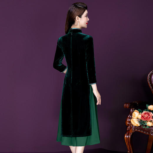 复古改良版旗袍，婆婆装中长款连衣裙YMR-8350 商品图3