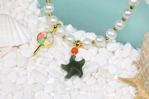 和田玉（青玉）珍珠手链 -- 海星宝宝（改长短请联系一下客服） 商品图1