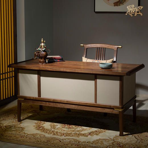 铜师傅 铜木家具 金韵天成 新中式 书桌椅 书柜 书房实木家具 商品图4