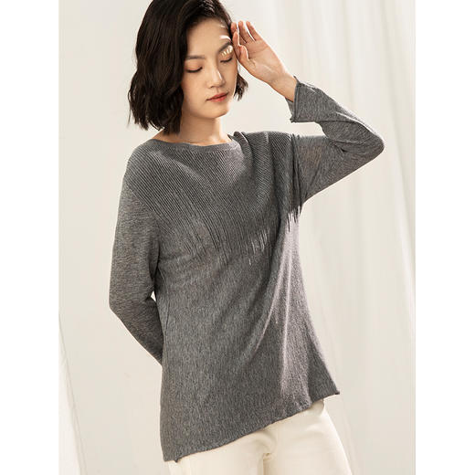 famecoco范可儿秋季上衣女长袖宽松气质打底毛衫F205DB004 商品图0