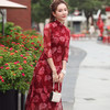 XGT-Q2341新款中国风优雅气质改良立领七分袖网布绣花旗袍裙TZF 商品缩略图0