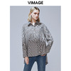 VIMAGE纬漫纪女装秋款宽松个性中性男友风格纹衬衫女V1409009 商品缩略图0