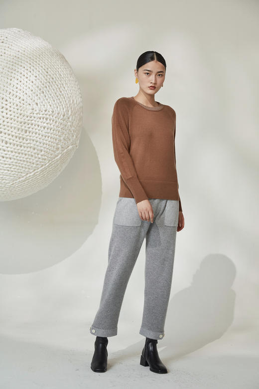  秋冬 圆领加厚羊绒针织女套衫 SJF92W166N 商品图4