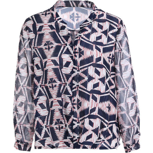 乔万尼新款衬衫女V领抽象涂鸦图案设计感宽松显瘦通勤风上衣ES3C567 商品图4