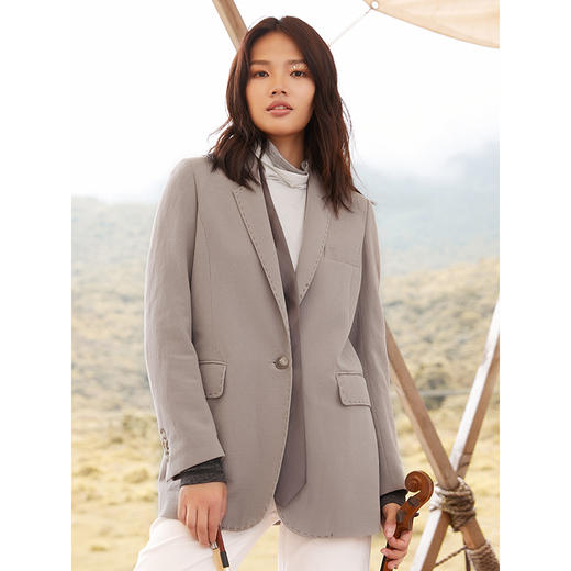 Famecoco范可儿秋季西装外套女韩版宽松英伦风休闲上衣F205AB007 商品图3