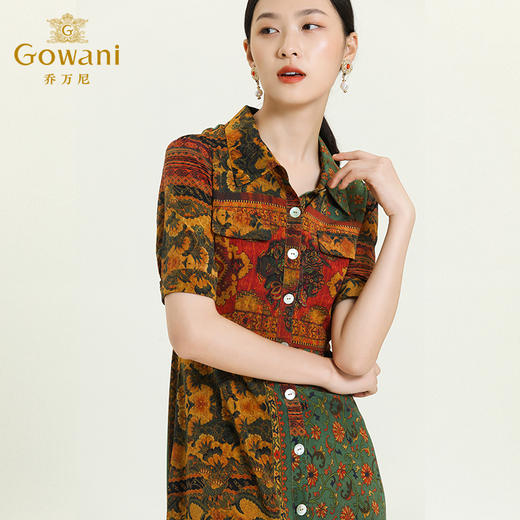 乔万尼真丝连衣裙夏季气质时尚简约印花桑蚕丝中长ES2E171 商品图4