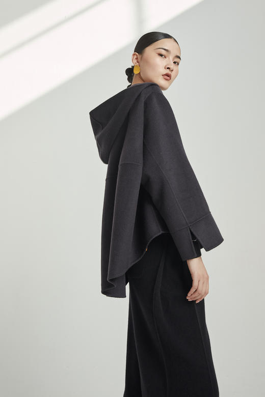  羊绒带帽拉链女外套 SJF92W819N 商品图6