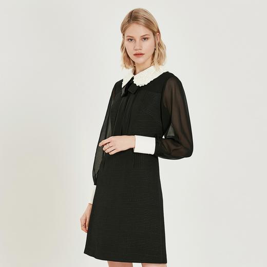 奥丽嘉朵/obbligato 蝴蝶结蕾丝领肌理感网纱袖连衣裙1c69305790