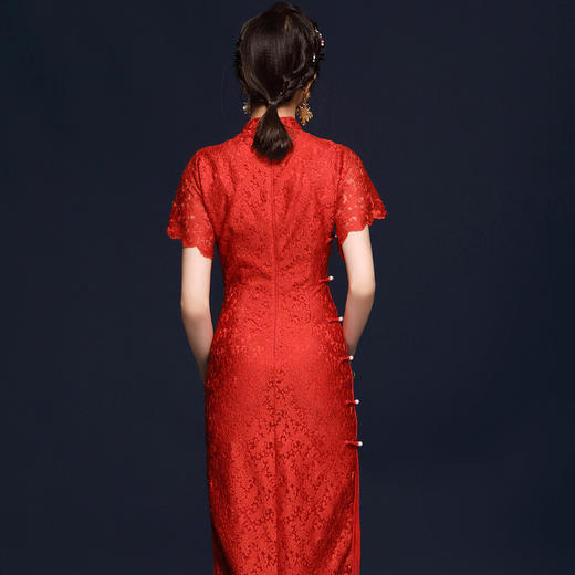 OYCP20539新款中国红色刺绣旗袍TZF 商品图3