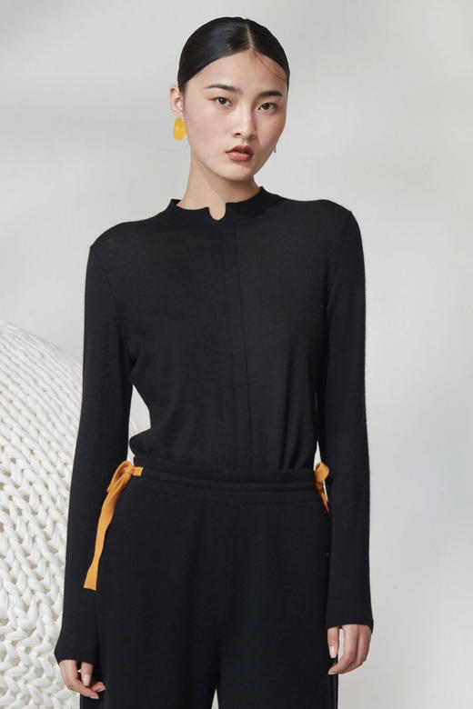 疗愈羊绒| 秋冬 圆领精纺羊绒针织女套衫 SJF92W120N 商品图2