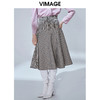 VIMAGE纬漫纪秋款个性英伦格纹A字百褶伞裙半身裙女显瘦V1406010 商品缩略图2