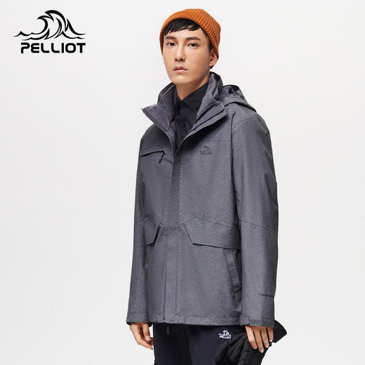 111040107伯希和冲锋衣男士2020新款秋冬两件套可拆卸防水加绒加厚户外服装111040107 商品图0