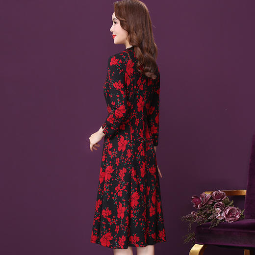 WXY-W-M1-6502妈妈洋气碎花新款女长袖法式休闲中长裙子 商品图1