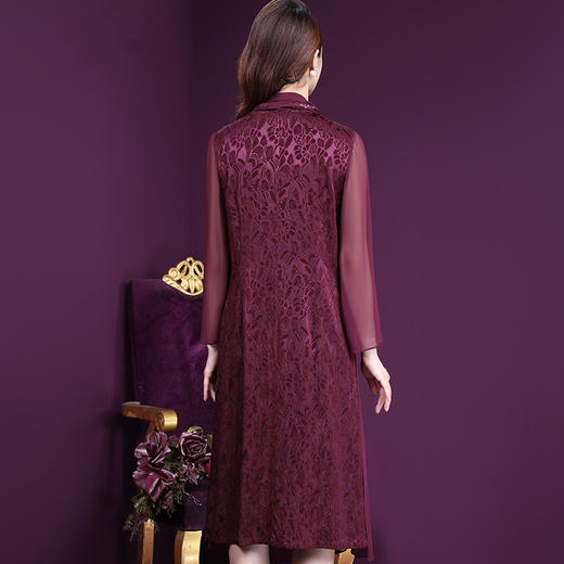 WXY-W-MX-2806真丝连衣裙秋装新款气质轻奢名媛假两件裙 商品图1