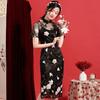 OYCP20183新款中国风优雅气质改良立领短袖蕾丝刺绣旗袍裙TZF 商品缩略图0