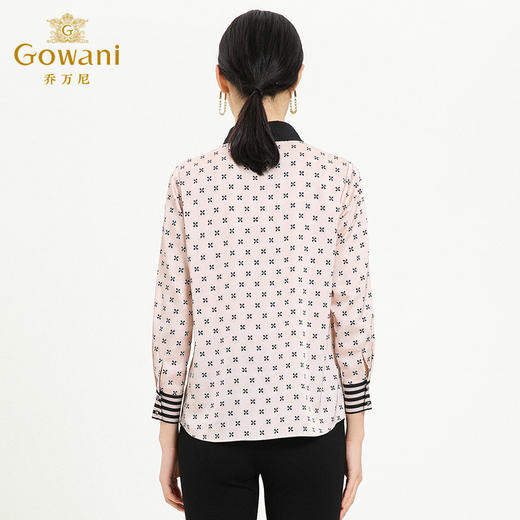 乔万尼新款拼接V领显瘦设计感精致百搭通勤风衬衫ES3C519 商品图3