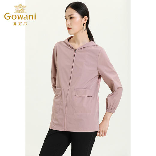 乔万尼新款风衣女中长款轻薄连帽人体工学设计感舒适上衣ES3B576 商品图2